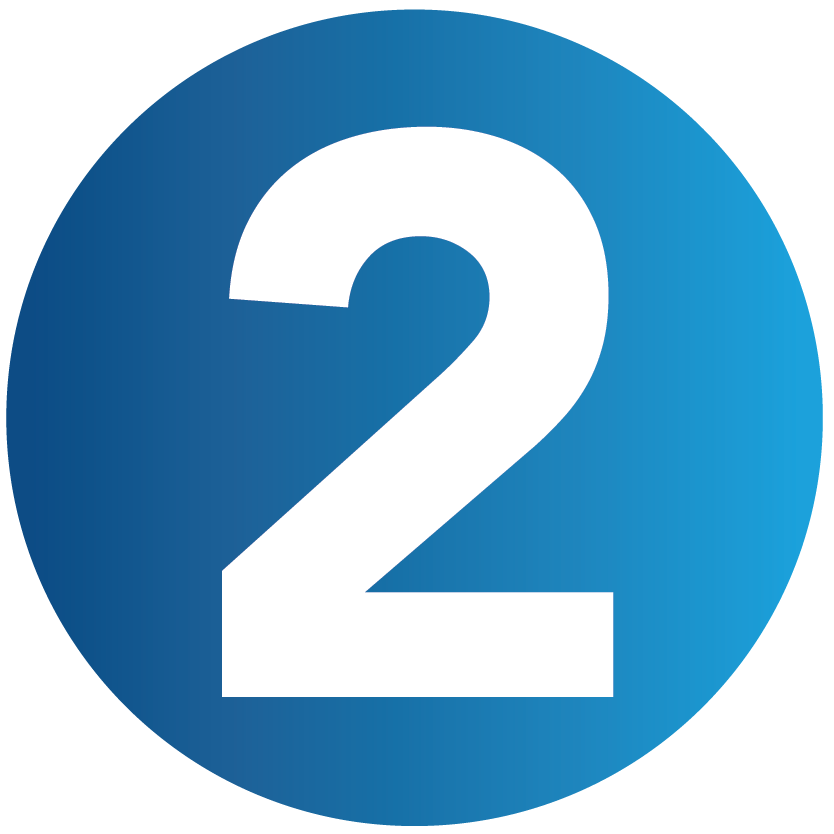 number 2 icon - blue